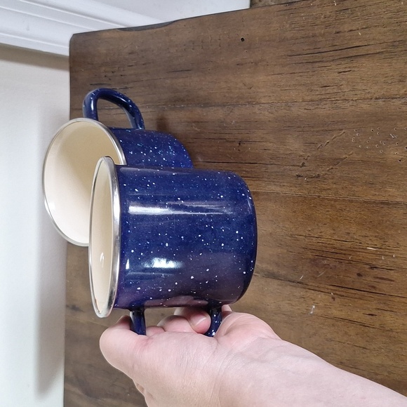 Speckled Blue Enamel Mugs Set - Picture 4 of 5